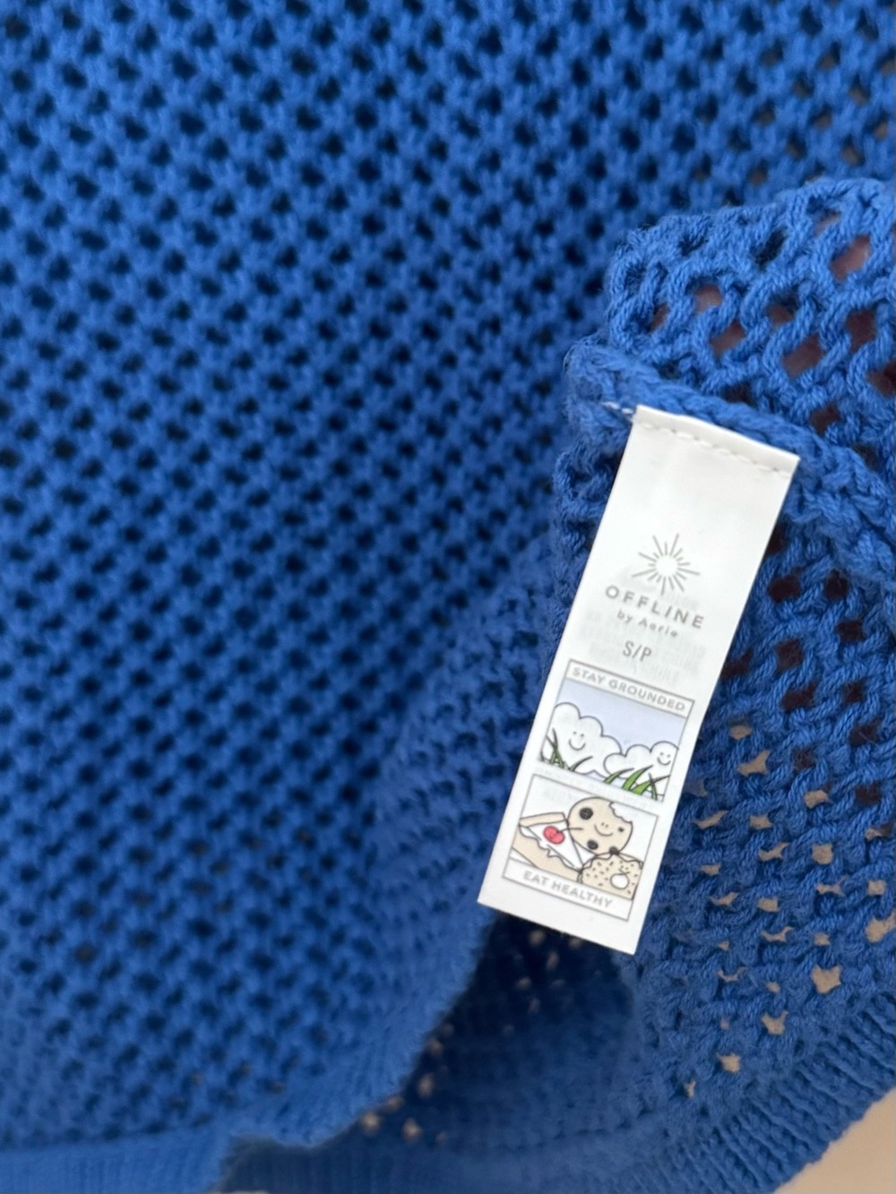 Offline By Aerie Blue Open Knit Sweater Tank Top Women’s Small Beach Cover Up - Picture 4 of 5